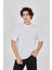 Unisex Jakar Kumaş Rahat Kol T-Shirt - Beyaz 1