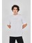 Unisex Jakar Kumaş Rahat Kol T-Shirt - Beyaz 2