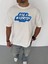 Unisex Bisiklet Yaka Baskılı Oversize T-Shirt - Beyaz 1