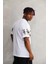 Unisex Bisiklet Yaka Baskılı Oversize T-Shirt - Beyaz 3