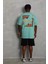 Unisex Oversize Baskılı Bisiklet Yaka T-Shirt - Mint Yeşili 1