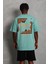 Unisex Oversize Baskılı Bisiklet Yaka T-Shirt - Mint Yeşili 4