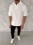 Yakalı Patlı Kısa Kol T-Shirt - Beyaz 1