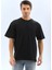 Unisex Oversize Düz Bisiklet Yaka T-Shirt - Siyah 1