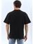 Unisex Oversize Düz Bisiklet Yaka T-Shirt - Siyah 2