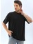 Unisex Oversize Düz Bisiklet Yaka T-Shirt - Siyah 4