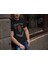 Erkek Bisiklet Yaka Baskılı Oversize T-Shirt - Siyah 1