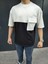 Unisex Torba Cep Detaylı Parçalı T-Shirt - Siyah 2