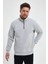 Oversize Yarım Farmuarlı Yakalı Basic Sweatshirt - Gri 1
