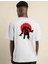 Unisex Bisiklet Yaka Baskılı Oversize T-Shirt - Beyaz 2