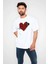 Unisex Bisiklet Yaka Baskılı Oversize T-Shirt - Beyaz 1