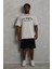Unisex Oversize Baskılı Bisiklet Yaka T-Shirt - Gri 4