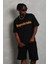 Unisex Oversize Baskılı Bisiklet Yaka T-Shirt - Siyah 1