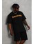 Unisex Oversize Baskılı Bisiklet Yaka T-Shirt - Siyah 2