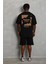 Unisex Oversize Baskılı Bisiklet Yaka T-Shirt - Siyah 3