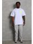 Unisex Oversize Baskılı Bisiklet Yaka T-Shirt - Beyaz 2