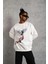 Erkek Güvercin Baskılı Sweatshirt - Beyaz 2