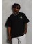 Unisex Oversize Baskılı Bisiklet Yaka T-Shirt - Siyah 1