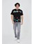 Erkek Baskılı Penye T-Shirt - Siyah 1