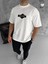Unisex Bisiklet Yaka Baskılı Double Oversize T-Shirt - Beyaz 2