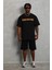 Unisex Oversize Baskılı Bisiklet Yaka T-Shirt - Siyah 4