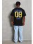 Unisex Oversize Baskılı Bisiklet Yaka T-Shirt - Siyah 2