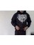 Uzun Kol Kapşonlu Baskılı Sweatshirt - Siyah 3