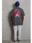 Unisex Oversize Baskılı Bisiklet Yaka T-Shirt - Füme 2