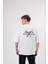 Unisex Bisiklet Yaka Baskılı Oversize T-Shirt - Beyaz 2