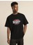Unisex Baskılı Oversize T-Shirt - Siyah 1