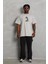 Unisex Oversize Baskılı Bisiklet Yaka T-Shirt - Gri 3