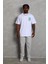 Unisex Oversize Baskılı Bisiklet Yaka T-Shirt - Beyaz 1