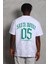 Unisex Oversize Baskılı Bisiklet Yaka T-Shirt - Beyaz 4