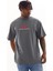 Unisex Baskılı Oversize T-Shirt - Füme 4