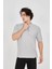 Unisex Waffle Kumaş Rahat Kol T-Shirt - Boyalı Gri 2