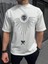 Unisex Bisiklet Yaka Baskılı Oversize T-Shirt - Beyaz 2