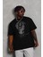 Unisex Oversize Taşlı Bisiklet Yaka T-Shirt - Siyah 2