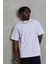 Unisex Oversize Düz Bisiklet Yaka T-Shirt - Beyaz 1