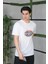 Unisex Baskılı Oversize T-Shirt - Beyaz 3