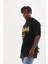 Unisex Kuşgözü Detaylı Baskılı Oversize T-Shirt - Siyah 3
