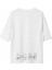 Unisex Bisiklet Yaka Baskılı Oversize T-Shirt - Beyaz 2