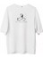 Unisex Bisiklet Yaka Baskılı Oversize T-Shirt - Beyaz 1