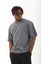 Unisex Oversize Baskılı Bisiklet Yaka T-Shirt - Füme 1