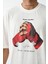 Unisex Baskılı Oversize T-Shirt - Beyaz 1