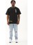 Unisex Oversize Baskılı Bisiklet Yaka T-Shirt - Siyah 3