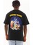 Unisex Oversize Baskılı Bisiklet Yaka T-Shirt - Siyah 4