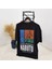 Unisex Bisiklet Yaka Baskılı Oversize T-Shirt - Siyah 2