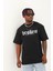 Unisex Oversize Baskılı Bisiklet Yaka T-Shirt - Siyah 1