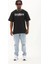 Unisex Oversize Baskılı Bisiklet Yaka T-Shirt - Siyah 3