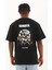 Unisex Oversize Baskılı Bisiklet Yaka T-Shirt - Siyah 4